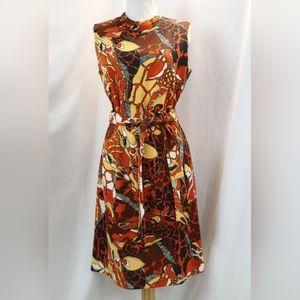Vintage 1970's Toni Todd Shift with Tie Belt Abstract Fall Colors